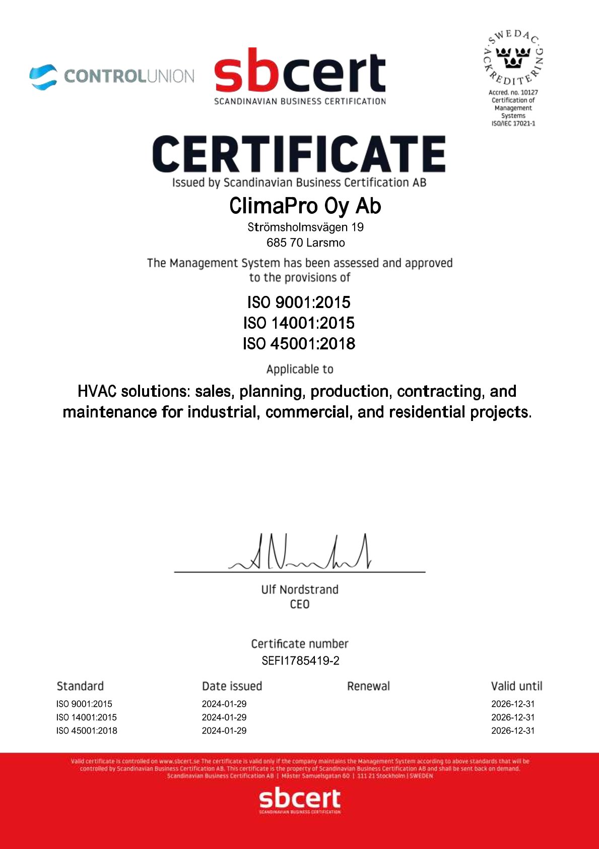 Certificate ClimaPro Oy Ab eng 2024 01 29 2026 12 31